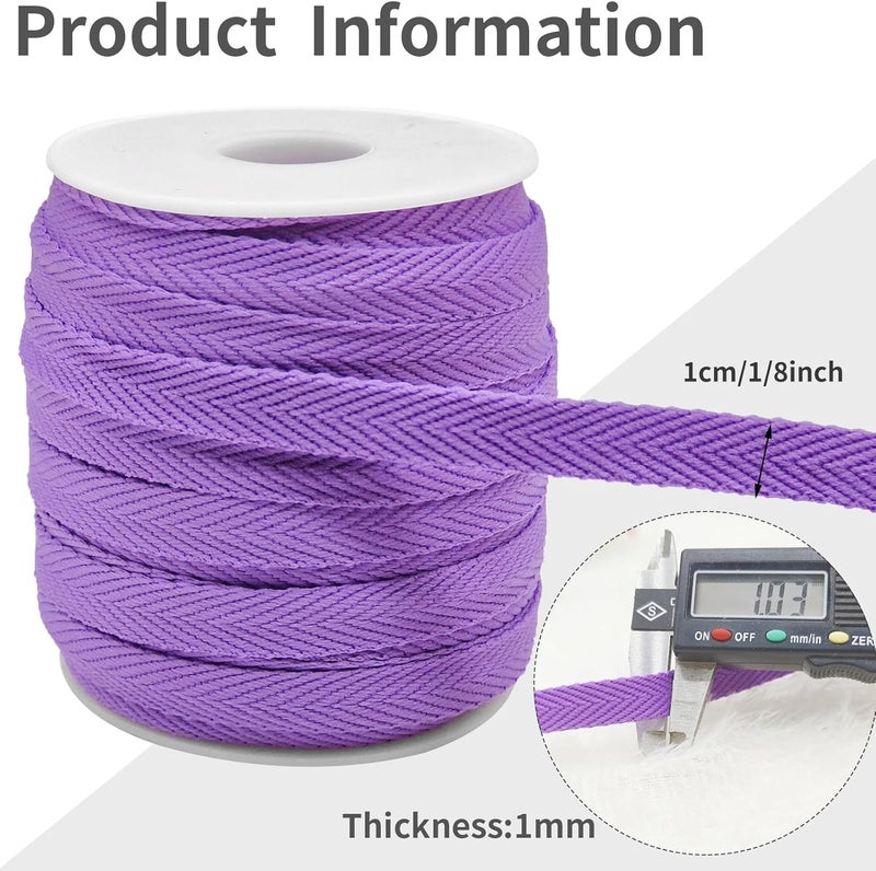 Evora 3/8 Inch Herringbone Twill Tape - 25 Yards Polyester Cotton Fabric Trim, 1mm Thick Durable Soft Webbing Strap for Sewing & Garment, Crafting- Flat Double Fold Bias Tape (Purple 027) - Image 3